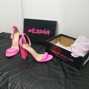 Wild Diva Womens Lycra Pink Ankle Strap Heels Size 7